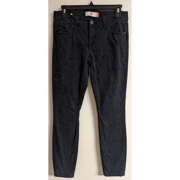 Cabi # 3195 Lace Print Skinny Jeans Blue/Black Cotton Stretch Size 2 - Picture 2 of 8